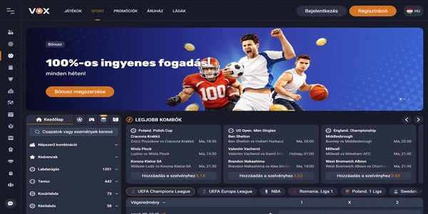 Vox Casino sportfogadási kínálata mobilon