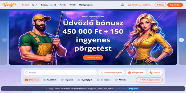 V.Vegas Casino mobil kezdőoldala